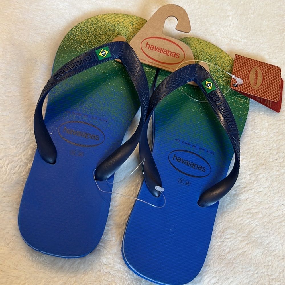 NEW Havaianas Vibrant Blue and Green Sandals